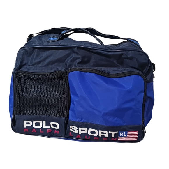 VTG 90s‎ Polo Sport Ralph Lauren Gym Bag Spell Out Duffle RLX Bear Messenger - Picture 1 of 7